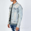 Chaqueta de mezclilla para hombres con tinta de chapoteo pintada a mano